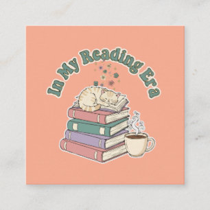 In My Reading Era Cute Cat Cosy Book Lover Aesthe Square Business Card