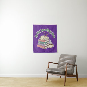 In My Reading Era Cute Cat Cosy Book Lover Aesthe Tapestry