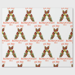 In My Romantasy Era Crossed Daggers Floral Rose Wrapping Paper
