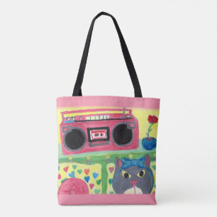 In My Room Retro Cat Painting Retro Folk Art Tote Bag