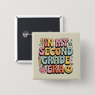 In My Second Grade Era 2nd Grade Teacher Back 15 Cm Square Badge