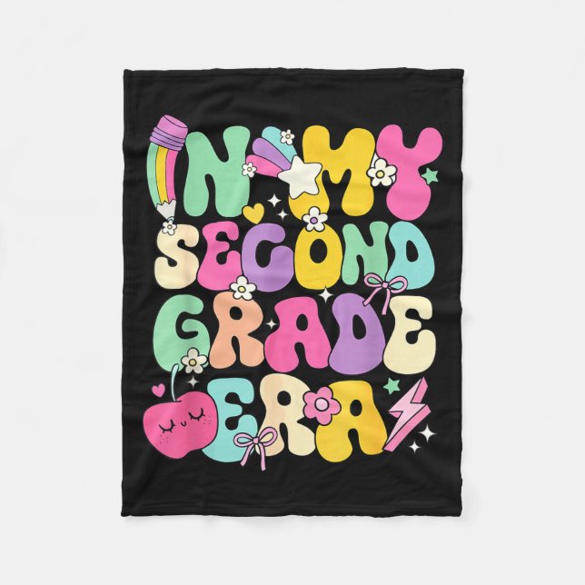 In My Second Grade Era Teachers Women Back To Scho Fleece Blanket (Front)