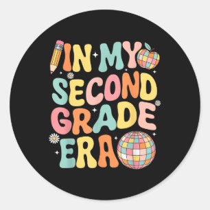 In My Second Grade Era Team 2nd Grade Teacher Back Classic Round Sticker