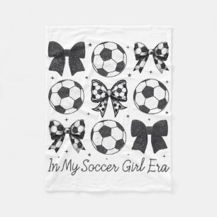 In My Soccer Girl Era Cute Bow Women Soccer Player Fleece Blanket