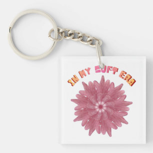 In My Soft Era   Y2K Aesthetic Pink Flower Art Key Ring