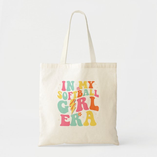 In My Softball Girl Era Retro Groovy Softball  Tote Bag (Front)