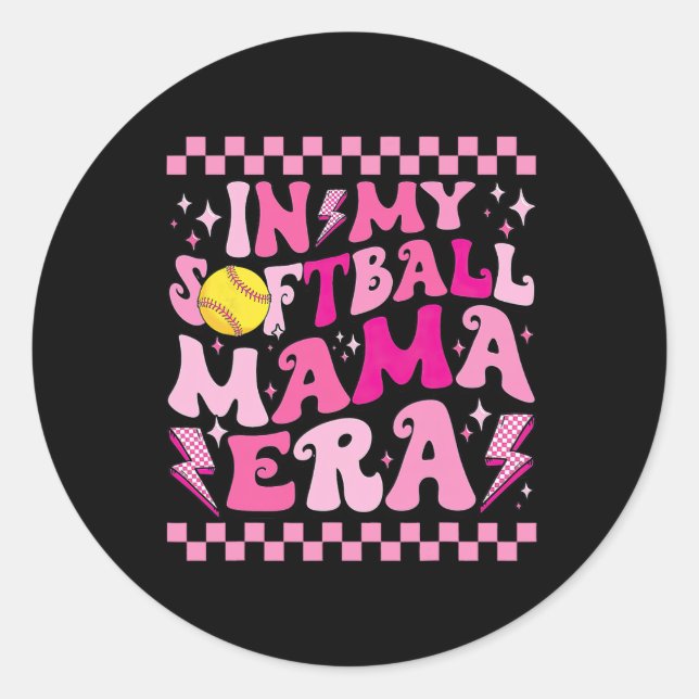 In My Softball Mama Era Funny Halloween Family Mat Classic Round Sticker (Front)