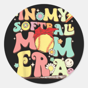 In My Softball Mom Era Funny Baseball Mom Mothers  Classic Round Sticker