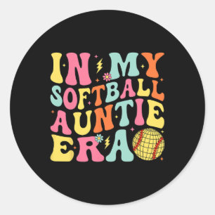In My Softll Auntie Era Groovy Softll Aunt Classic Round Sticker