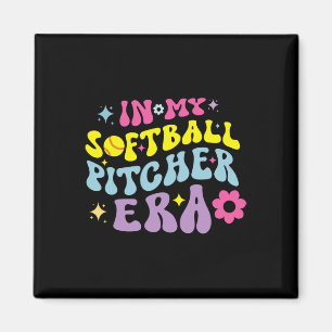 In My Softll Pitcher Era Groovy Fastpitch Girls Ga Magnet