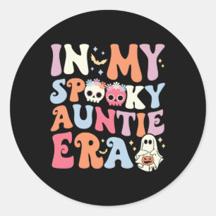 In My Spooky Auntie Era Halloween Groovy Witchy Sp Classic Round Sticker