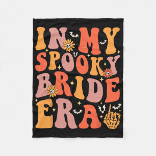 In My Spooky Bride Era Groovy Halloween Wedding Ba Fleece Blanket
