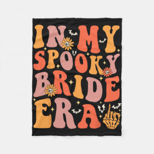 In My Spooky Bride Era Groovy Halloween Wedding Ba Fleece Blanket