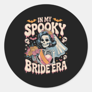 In My Spooky Bride Era Halloween Skeleton Wedding Classic Round Sticker