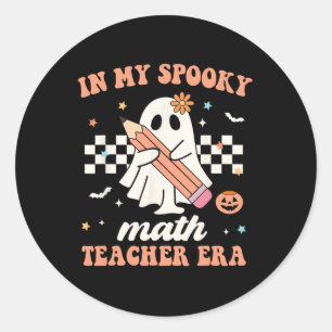 In My Spooky Math Teacher Era Groovy Retro Hallowe Classic Round Sticker