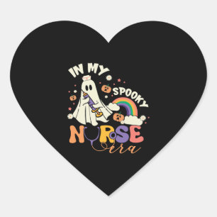 In My Spooky Nurse Era Halloween Groovy Witchy Heart Sticker