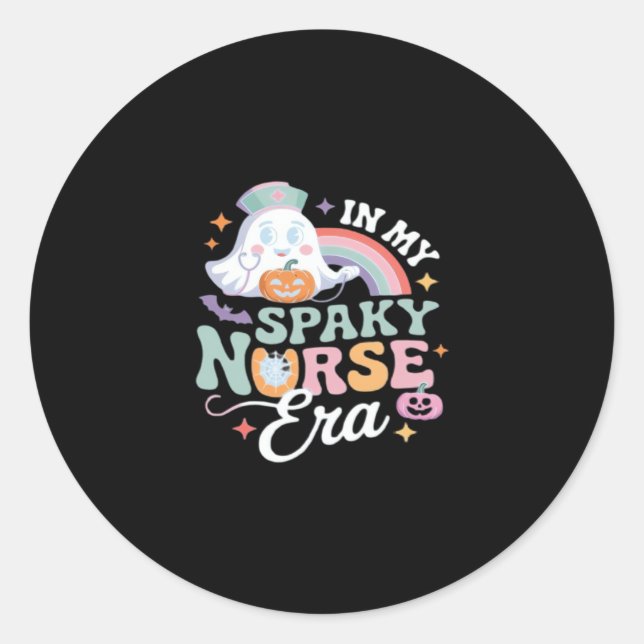 In My Spooky Nurse Era Halloween Trick Or Treat Es Classic Round Sticker (Front)