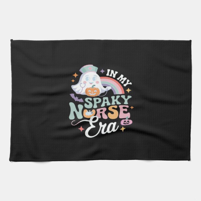 In My Spooky Nurse Era Halloween Trick Or Treat Es Tea Towel (Horizontal)