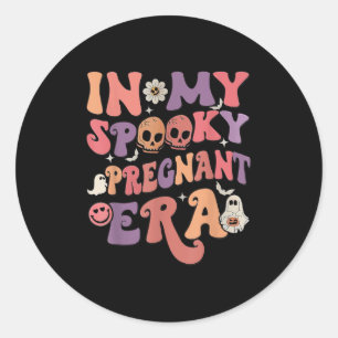 In My Spooky Pregnant Era Groovy Boo Halloween Classic Round Sticker