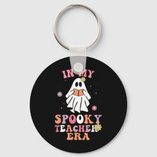 In My Spooky Teacher Era Groovy Hippie Retro Ghost Key Ring