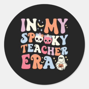 In My Spooky Teacher Era Halloween Groovy Witchy T Classic Round Sticker