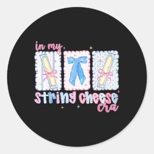 in My String-Cheese Era Preppy Coquette Mum Life Classic Round Sticker