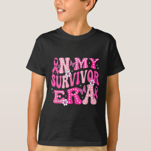 In My Survivor Era Pink Groovy Retro Breast Cancer T-Shirt
