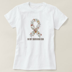 In My Survivor Era, Wildflower Boho Breast Cancer T-Shirt