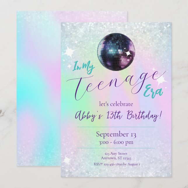 In My Teenage Era Disco Birthday Invitation (Front/Back)