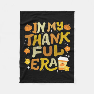 In My Thankful Era Retro Groovy Thanksgiving Women Fleece Blanket