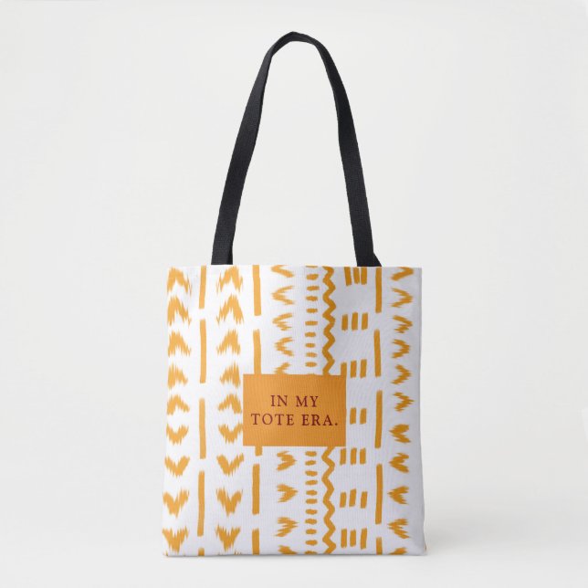 In My Tote Era Mudcloth African Pattern In White (Front)