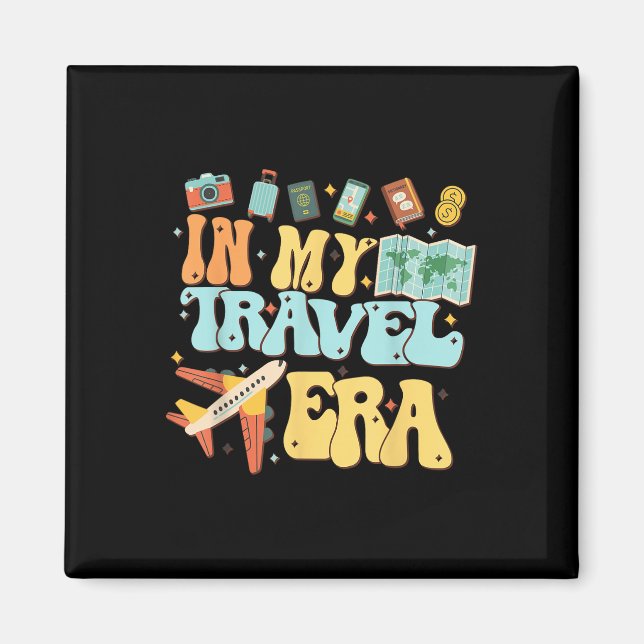 In My Travel Era Funny Traveller Aeroplane Summer  Magnet (Front)