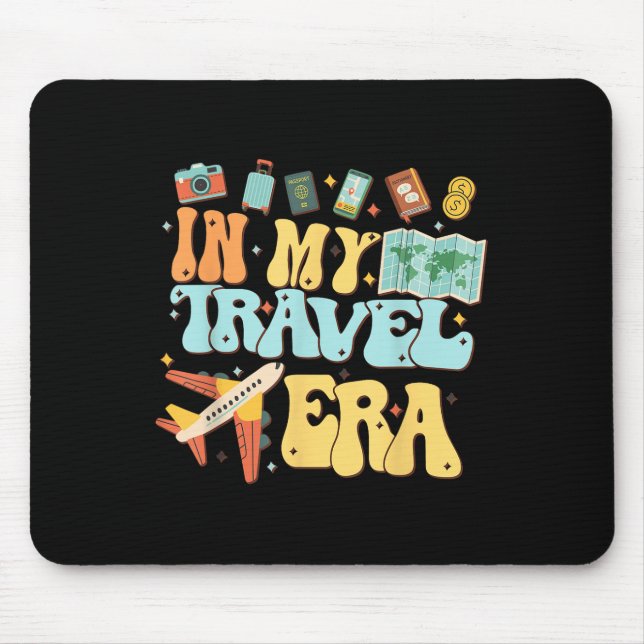 In My Travel Era Funny Traveller Aeroplane Summer  Mouse Mat (Front)