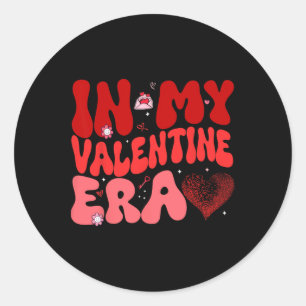 In My Valentine Era Retro Groovy Valentine Day Wom Classic Round Sticker