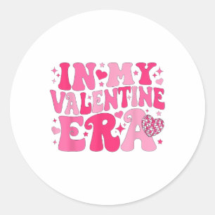 In My Valentine Era Retro Valentines Day Women Hea Classic Round Sticker