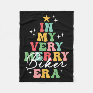 In My Very Merry Biker Era Christmas Groovy Retro Fleece Blanket