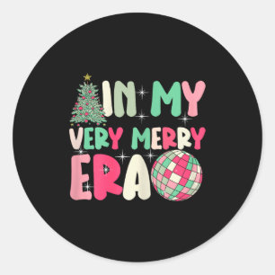 In My Very Merry Era - Cute Groovy Xmas  Classic Round Sticker