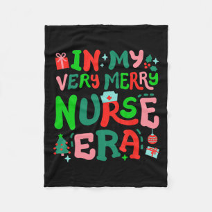 In My Very Merry Nurse Era Cute Retro Groovy Chris Fleece Blanket