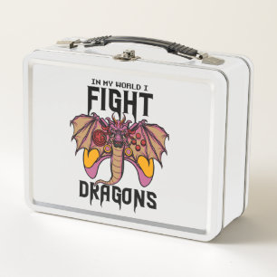 In My World I Fight Dragons Metal Lunch Box
