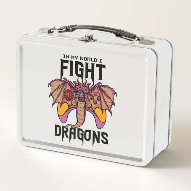 In My World I Fight Dragons Metal Lunch Box (Front)