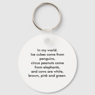 In my world: Ice cubes come from penguins... Key Ring