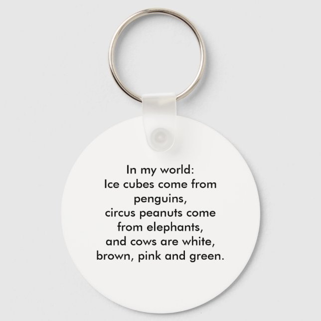 In my world: Ice cubes come from penguins... Key Ring (Front)