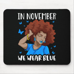 In November We Use Blue Black Woman Diabetes Aware Mouse Mat