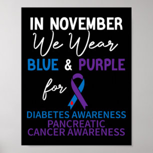 In November We Wear Blue and Purple Diabetes Pancr Poster
