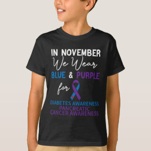 In November We Wear Blue and Purple Diabetes Pancr T-Shirt