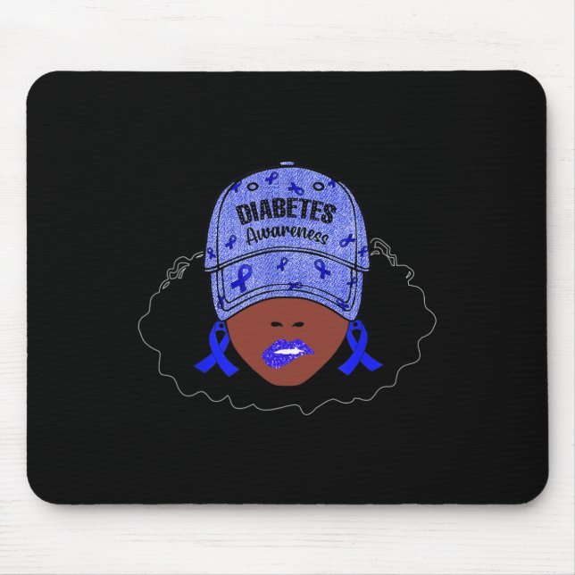 In November We Wear Blue Black Girl Diabetes Aware Mouse Mat (Front)