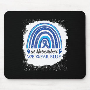 In November We Wear Blue Bleached Rainbow Blue Rib Mouse Mat