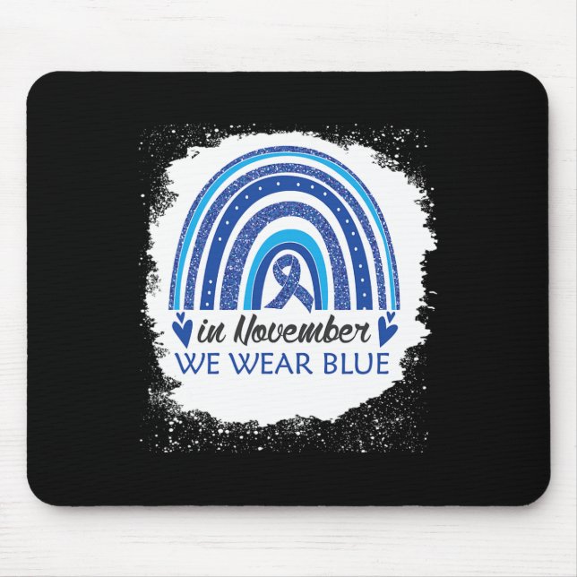 In November We Wear Blue Bleached Rainbow Blue Rib Mouse Mat (Front)