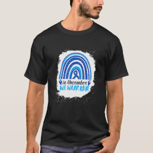 In November We Wear Blue Bleached Rainbow Blue Rib T-Shirt
