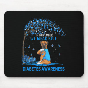 In November We Wear Blue Boxer Tattoo Dog Diabetes Mouse Mat